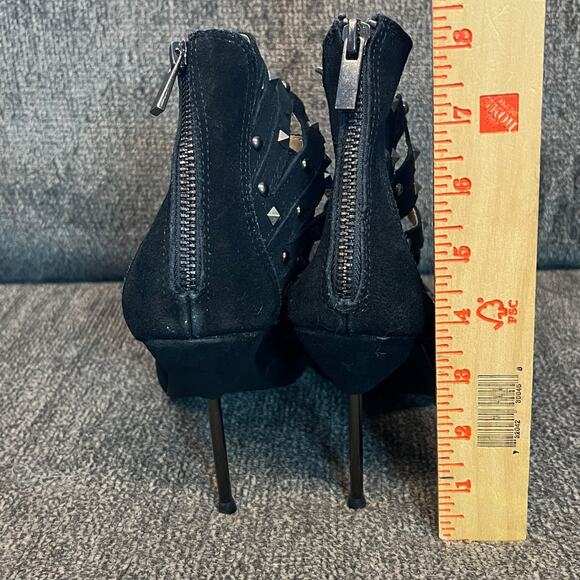 Stiletto Heels Womens 9 Black Suede Shoes Standing In The Wings Studded Sexy - Picture 4 of 8